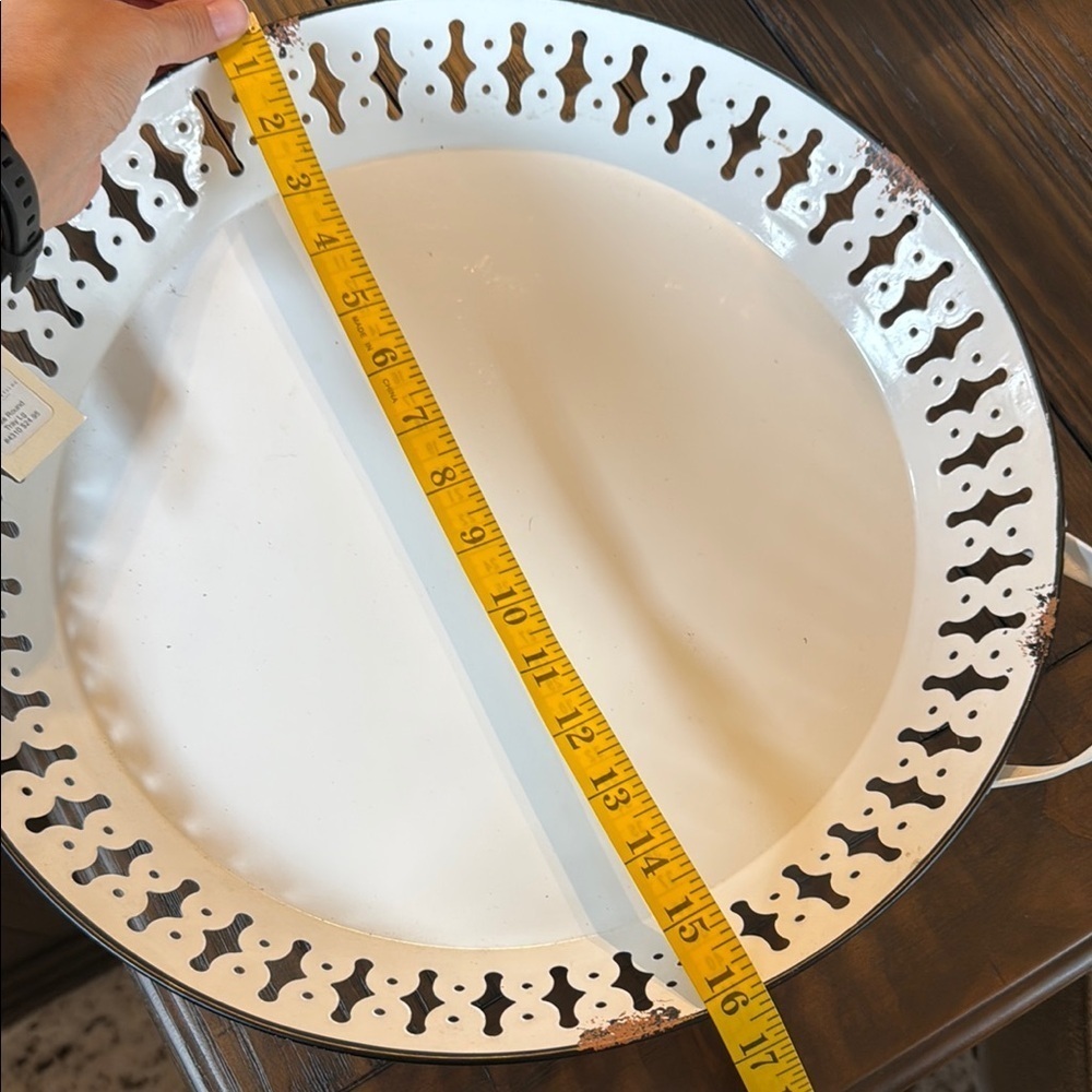 White Decorative Metal Tray Becker Vineyard Fredericksburg Texas Round Tray - Picture 5 of 7